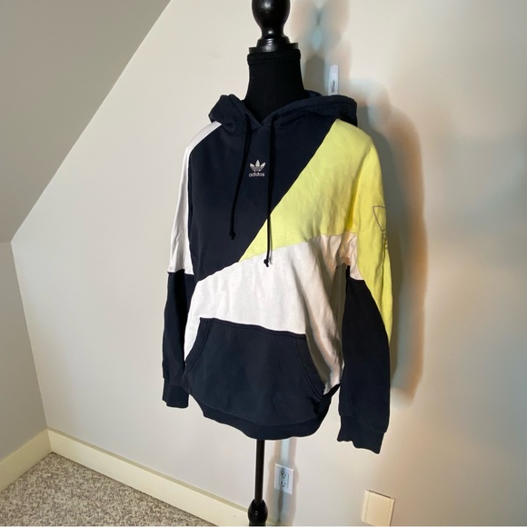Adidas Women's Tri-Tone Hoodie - Black, White, Yellow - Picture 8 of 13
